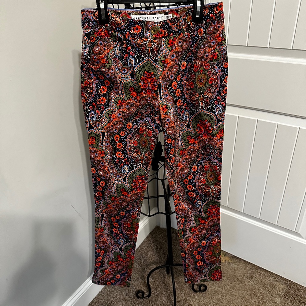 Women's Gretchen Scott Gripeless Red Paisley Pants - Size XS